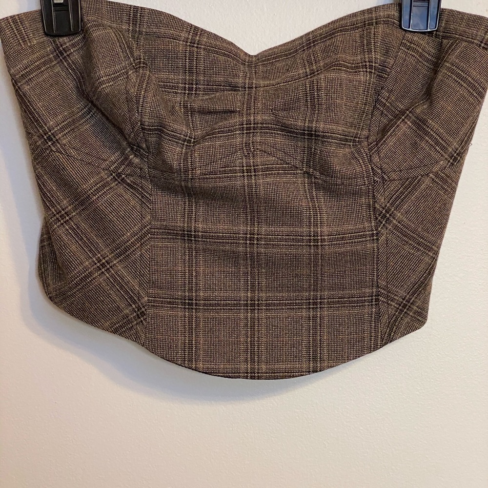 Free People Strapless Plaid Bustier